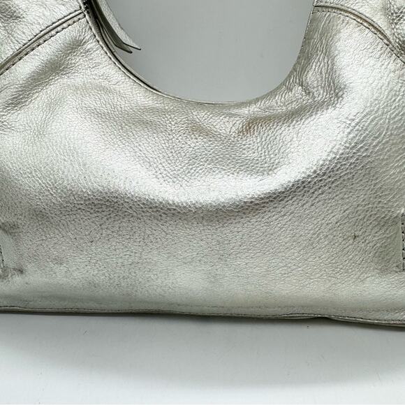 Michael Kors Metallic Silver Buckle Accent Hobo Shoulder Bag - Medium Size - Picture 8 of 13
